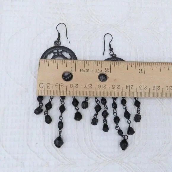 Chandelier Earrings Women Black Dangles Boho Gypsy Style Casual Goth Witchy - Picture 8 of 9